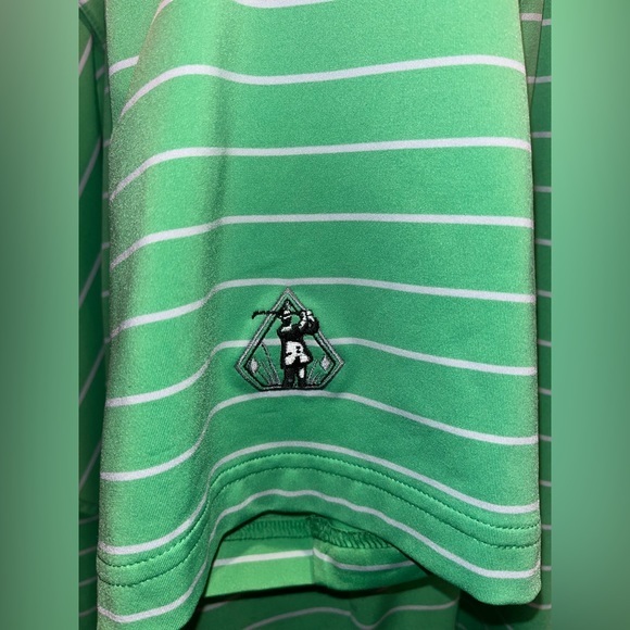 Peter Millar Summer Comfort Golf Polo Size Large Green / White Stripe - Picture 2 of 3